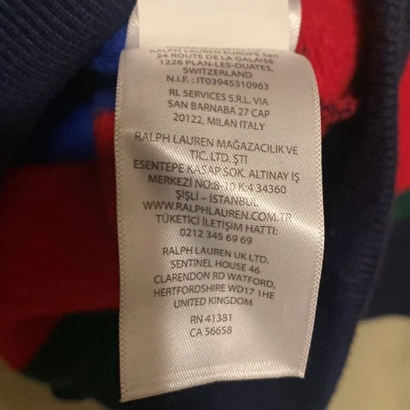 Polo Ralph Lauren Mens Navy Muti Stripe Fleece Lined Logo Pullover Hoodie XL